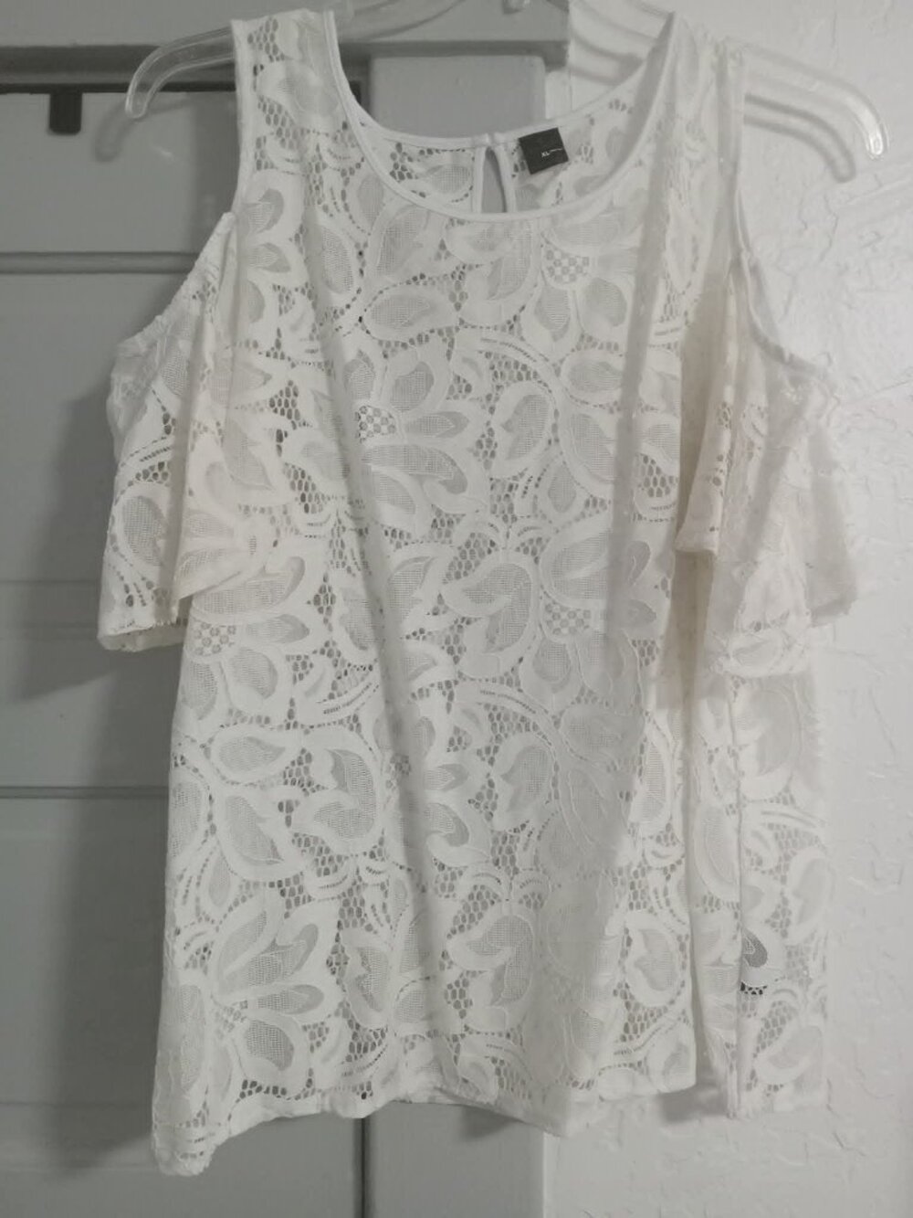 White Lace, Cold Shoulder Shirt